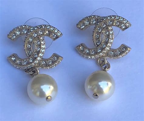 fake chanel drop earrings|vintage chanel pearl drop earrings.